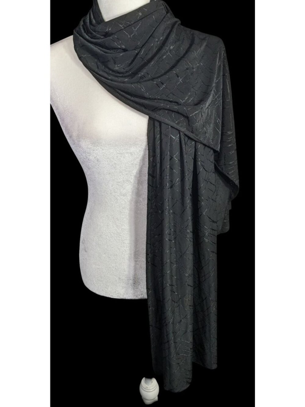 K.H.M. Black Textured Scarf/Headscarf